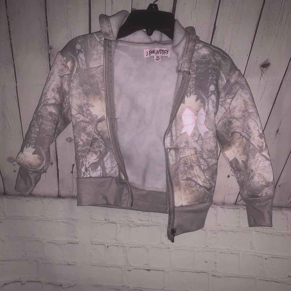 J for Justify Kids Woodland Camo Jacket with Pink Bow